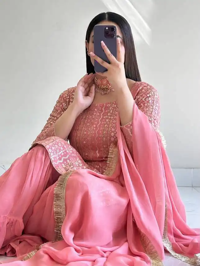 ZD 10010 Pink in Pink Fox Georgette. Sequins Work & Embroidery Work Salwar Suit Special Price ₹2399. Delivery 4-6 Working Days. Shop now. | Jump Suits, Salwar suit, Designer Suits, Casual Suits, Creative suits, Palazzo Suits, Party Wear Suits, Patiala Suits, Straight Suits