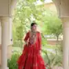 KA 1267 Red in Colour Faux Georgette Bandhani Print Work Gown. Available at ₹1919 only. Delivery 4-6 Working Days. Shop now. | Gowns, Bollywood Gowns, Creative Gowns, Designer Gowns, Embroidered Gowns, Party Wear Gowns