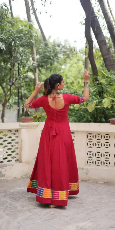 KA 1202 Red Roman Gown with Mirror Work. Wedding, Party, Festive, Events Get it for ₹2049. Delivery 4-6 Working Days. Shop now. | Gowns, Bollywood Gowns, Creative Gowns, Designer Gowns, Embroidered Gowns, Party Wear Gowns