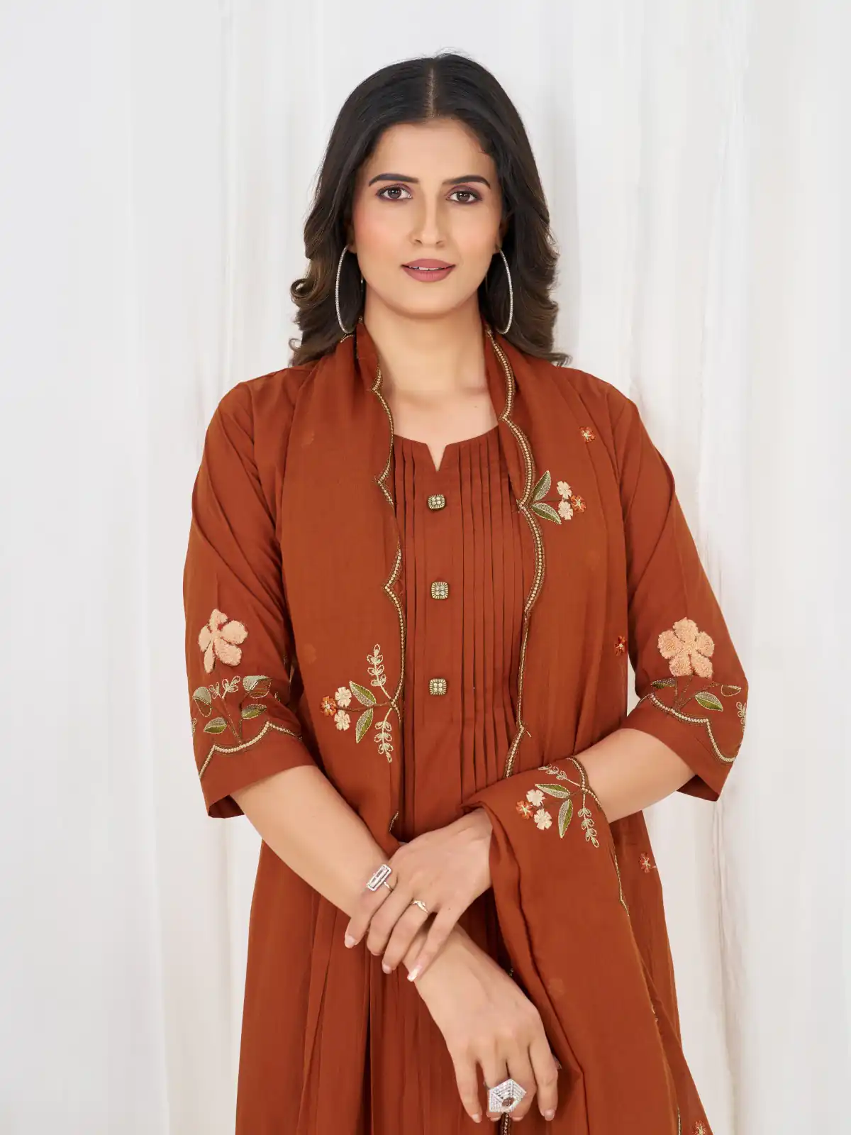 DIVA 159 Rust with Embroidery Work & Cut Work Brown Pure Cotton Salwar Suit . Exclusive Offer ₹2499. Delivery 4-6 Working Days. Shop now. | Jump Suits, Salwar suit, Designer Suits, Casual Suits, Creative suits, Palazzo Suits, Party Wear Suits, Patiala Suits, Straight Suits