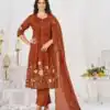 DIVA 159 Rust with Embroidery Work & Cut Work Brown Pure Cotton Salwar Suit . Exclusive Offer ₹2499. Delivery 4-6 Working Days. Shop now. | Jump Suits, Salwar suit, Designer Suits, Casual Suits, Creative suits, Palazzo Suits, Party Wear Suits, Patiala Suits, Straight Suits