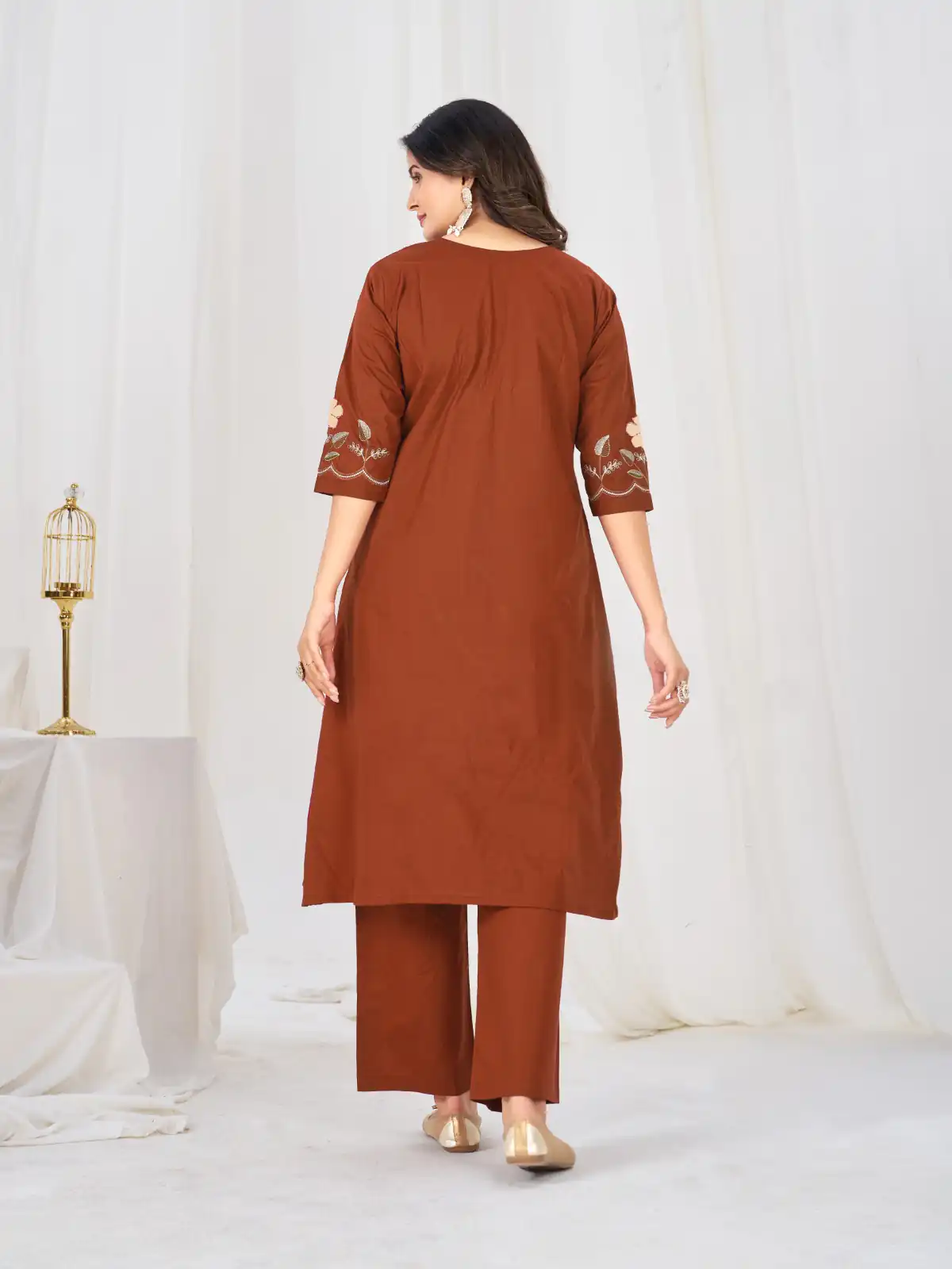 DIVA 159 Rust with Embroidery Work & Cut Work Brown Pure Cotton Salwar Suit . Exclusive Offer ₹2499. Delivery 4-6 Working Days. Shop now. | Jump Suits, Salwar suit, Designer Suits, Casual Suits, Creative suits, Palazzo Suits, Party Wear Suits, Patiala Suits, Straight Suits
