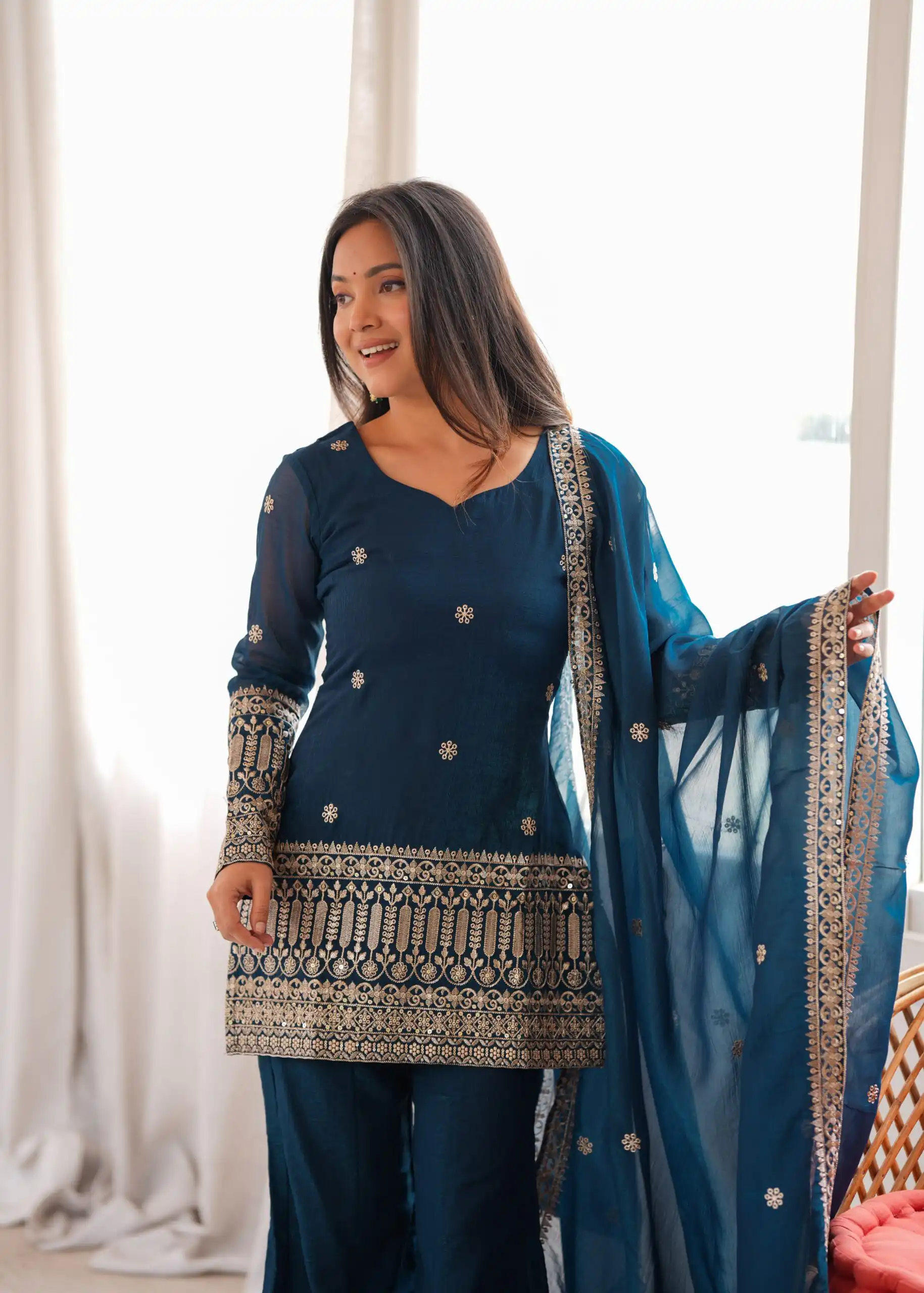 KB 309 Teal Blue | Teal Blue Crunchy Silk Salwar Suit with Sequins Work & Embroidery Work. Grab it for ₹2049. Delivery 4-6 Working Days. Shop now. | Jump Suits, Salwar suit, Designer Suits, Casual Suits, Creative suits, Palazzo Suits, Party Wear Suits, Patiala Suits, Straight Suits