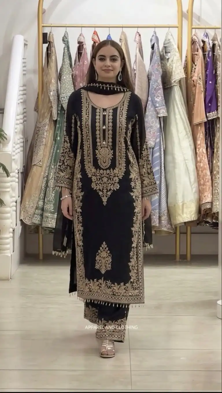 SR 1716 Black Colour Faux Georgette Salwar Suit with Lace Work. Introductory Price ₹2449. Delivery 4-6 Working Days. Shop now. | Jump Suits, Salwar suit, Designer Suits, Casual Suits, Creative suits, Palazzo Suits, Party Wear Suits, Patiala Suits, Straight Suits