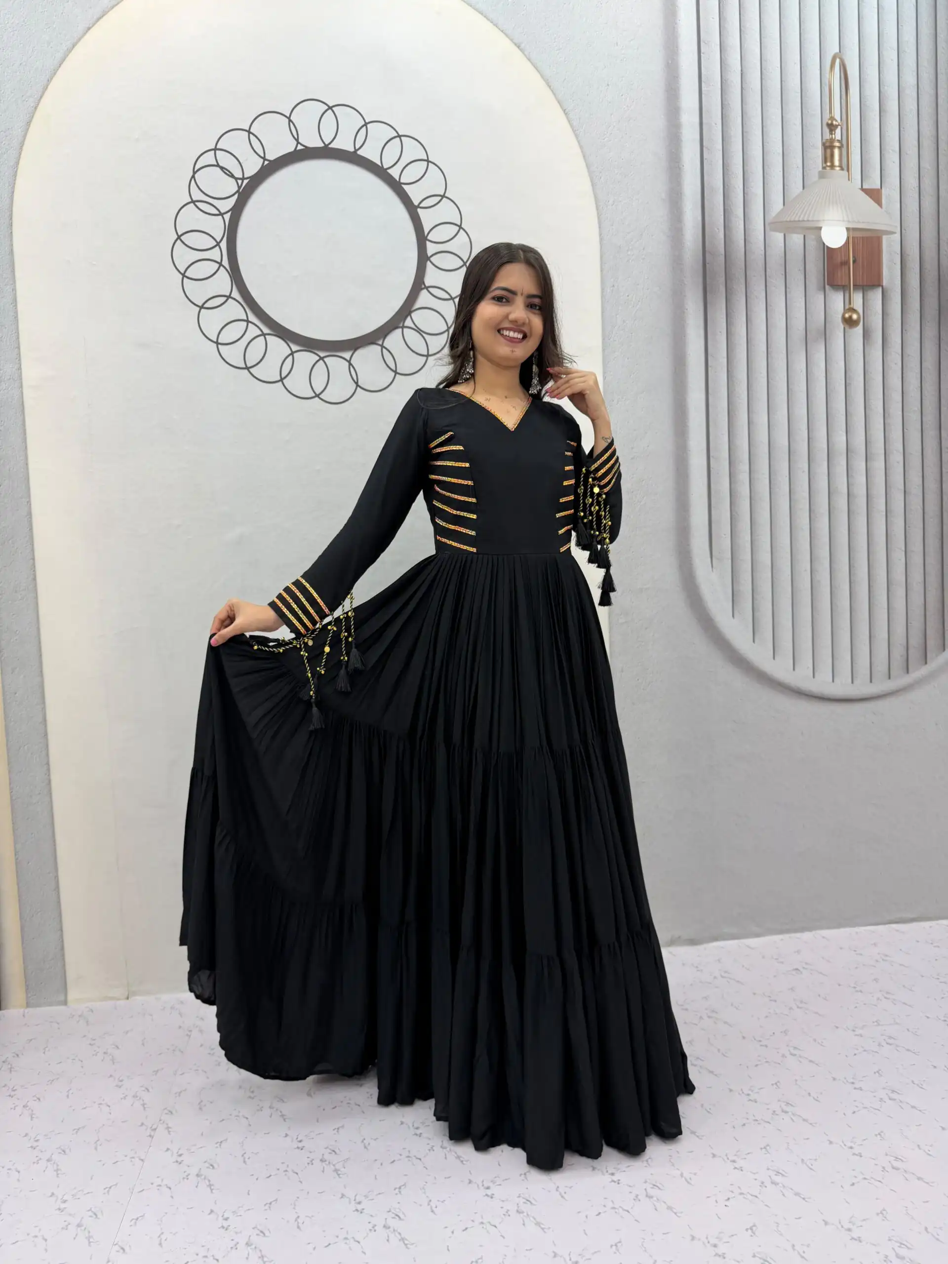 PC 590 Black in Color Pure Cotton ace Work Gown . Wedding, Party, Festive, Events Get it for ₹2449. Delivery 4-6 Working Days. Best Online Shop now. | Gowns, Bollywood Gowns, Creative Gowns, Designer Gowns, Embroidered Gowns, Party Wear Gowns