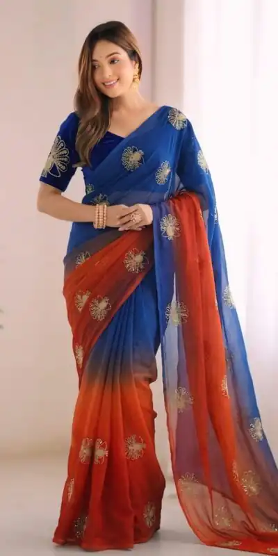 SC 1052 Blue Fendy Silk Saree Perfect for Wedding, Party, Baby Shower, Pongal, Housewarming – . Available at ₹1799 only. Delivery 4-6 Working Days. | Sarees, Bollywood Sarees, Creative Sarees, Designer Sarees, Embroidered Sarees, Ethnic Saree, Modern Digital sarees, Party Wear Sarees