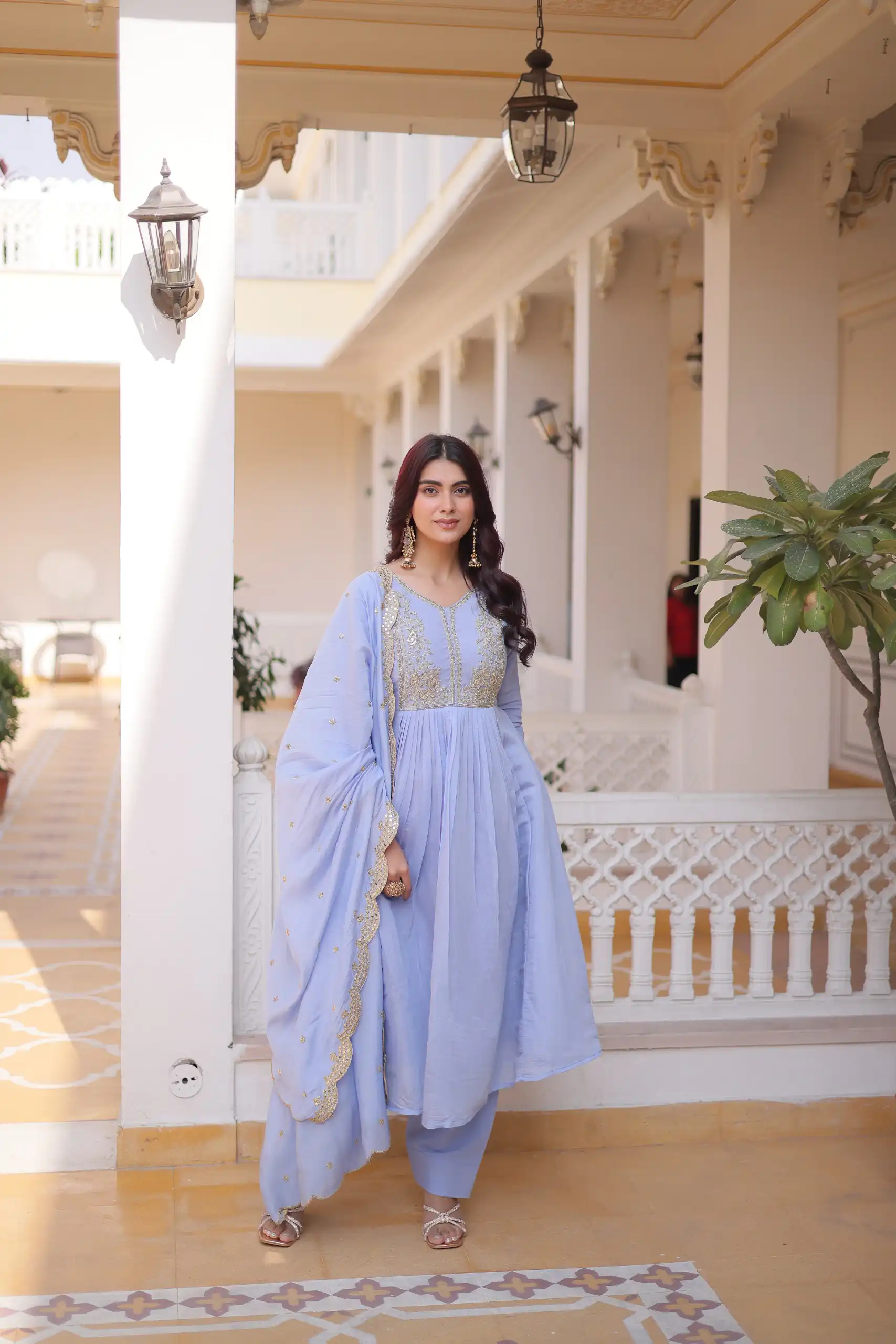 KA 1241 Lavender Roman Silk Gown. Perfect for Wedding, Party, Traditional Day, Sangeet, Pongal – Exclusive Offer ₹2599. Delivery 4-6 Working Days. Shop now | Gowns, Bollywood Gowns, Creative Gowns, Designer Gowns, Embroidered Gowns, Party Wear Gowns