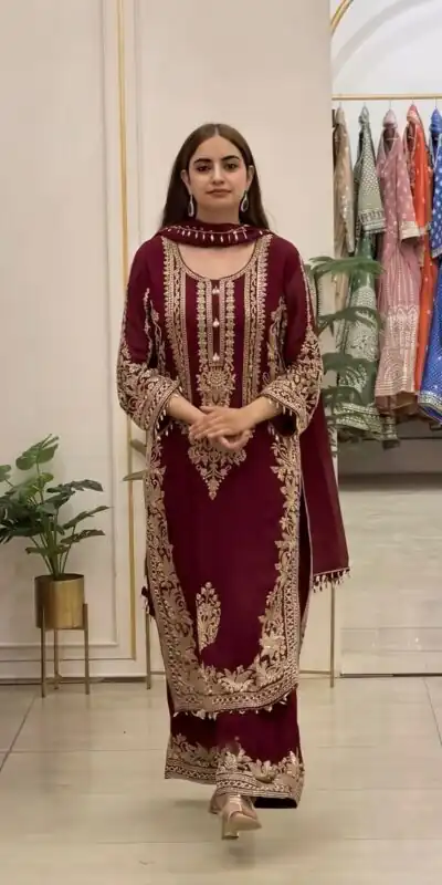 SR 1716 Maroon Colour Faux Georgette Salwar Suit with Lace Work. Introductory Price ₹2449. Delivery 4-6 Working Days. Shop now. | Jump Suits, Salwar suit, Designer Suits, Casual Suits, Creative suits, Palazzo Suits, Party Wear Suits, Patiala Suits, Straight Suits