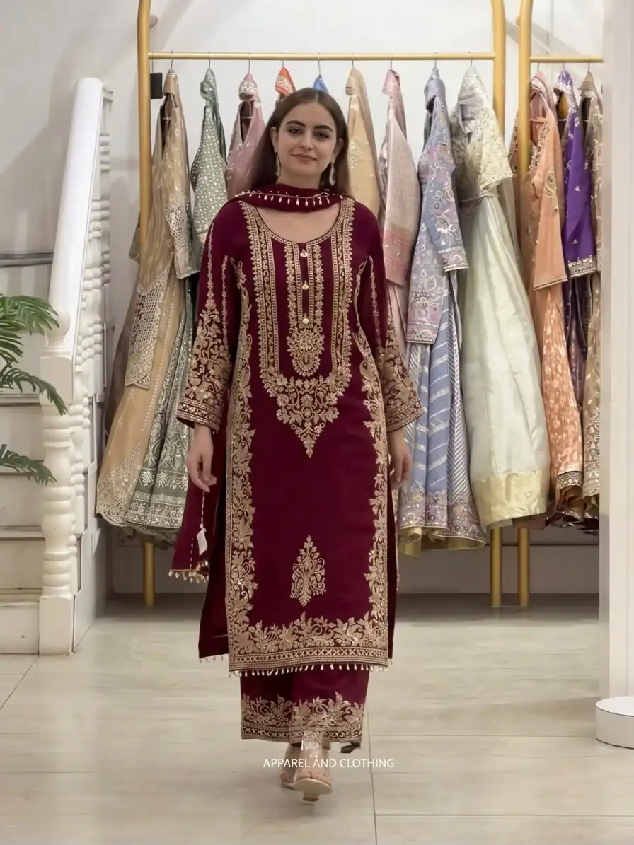 SR 1716 Maroon Colour Faux Georgette Salwar Suit with Lace Work. Introductory Price ₹2449. Delivery 4-6 Working Days. Shop now. | Jump Suits, Salwar suit, Designer Suits, Casual Suits, Creative suits, Palazzo Suits, Party Wear Suits, Patiala Suits, Straight Suits
