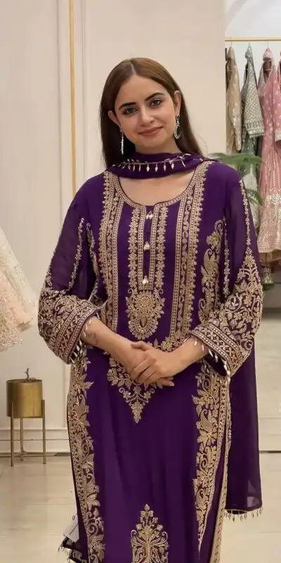 SR 1716 Purple Colour Faux Georgette Salwar Suit with Lace Work. Introductory Price ₹2449. Delivery 4-6 Working Days. Shop now. | Jump Suits, Salwar suit, Designer Suits, Casual Suits, Creative suits, Palazzo Suits, Party Wear Suits, Patiala Suits, Straight Suits