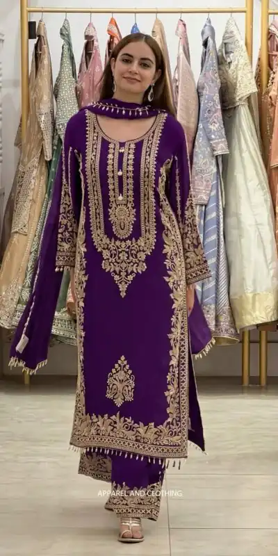 SR 1716 Purple Colour Faux Georgette Salwar Suit with Lace Work. Introductory Price ₹2449. Delivery 4-6 Working Days. Shop now. | Jump Suits, Salwar suit, Designer Suits, Casual Suits, Creative suits, Palazzo Suits, Party Wear Suits, Patiala Suits, Straight Suits