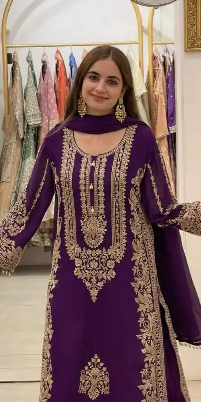 SR 1716 Purple Colour Faux Georgette Salwar Suit with Lace Work. Introductory Price ₹2449. Delivery 4-6 Working Days. Shop now. | Jump Suits, Salwar suit, Designer Suits, Casual Suits, Creative suits, Palazzo Suits, Party Wear Suits, Patiala Suits, Straight Suits