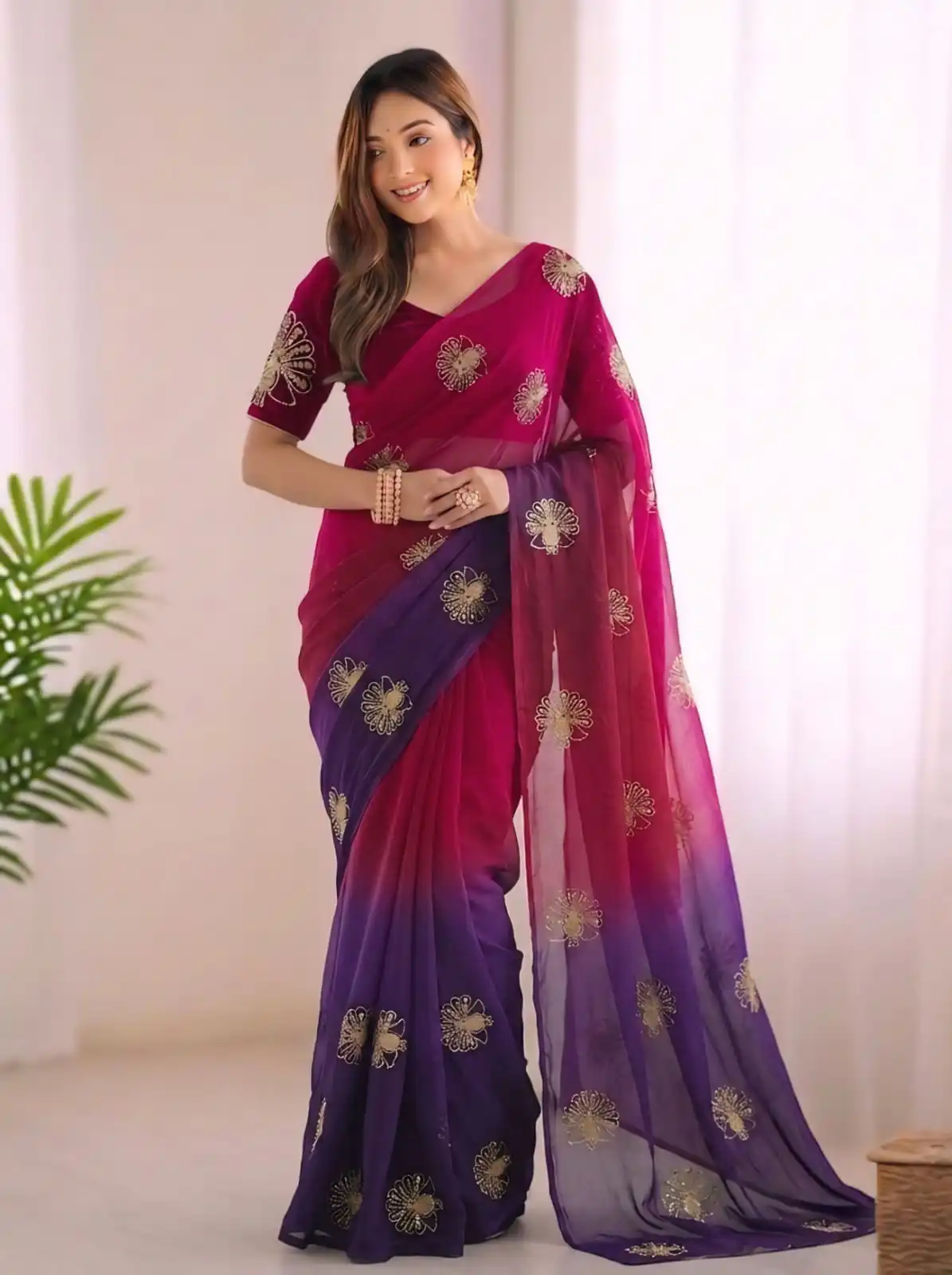 SC 1052 Purple Fendy Silk Saree Perfect for Wedding, Party, Baby Shower, Pongal, Housewarming – . Available at ₹1799 only. Delivery 4-6 Working Days. | Sarees, Bollywood Sarees, Creative Sarees, Designer Sarees, Embroidered Sarees, Ethnic Saree, Modern Digital sarees, Party Wear Sarees