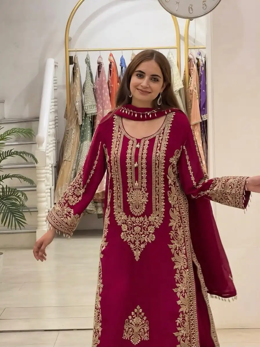 SR 1716 Red Colour Faux Georgette Salwar Suit with Lace Work. Introductory Price ₹2449. Delivery 4-6 Working Days. Shop now. | Jump Suits, Salwar suit, Designer Suits, Casual Suits, Creative suits, Palazzo Suits, Party Wear Suits, Patiala Suits, Straight Suits