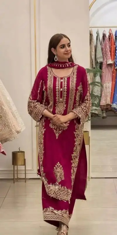 SR 1716 Red Colour Faux Georgette Salwar Suit with Lace Work. Introductory Price ₹2449. Delivery 4-6 Working Days. Shop now. | Jump Suits, Salwar suit, Designer Suits, Casual Suits, Creative suits, Palazzo Suits, Party Wear Suits, Patiala Suits, Straight Suits