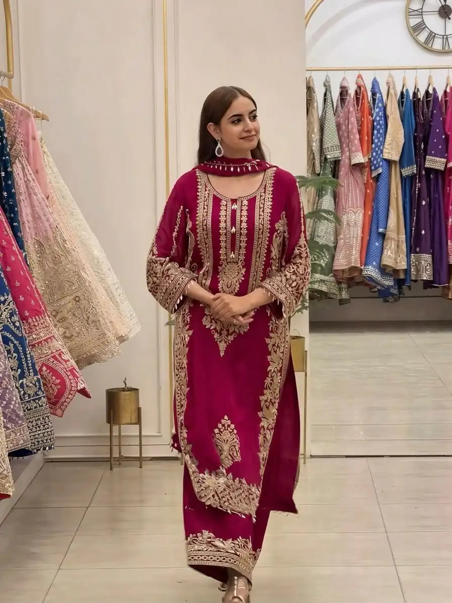 SR 1716 Red Colour Faux Georgette Salwar Suit with Lace Work. Introductory Price ₹2449. Delivery 4-6 Working Days. Shop now. | Jump Suits, Salwar suit, Designer Suits, Casual Suits, Creative suits, Palazzo Suits, Party Wear Suits, Patiala Suits, Straight Suits