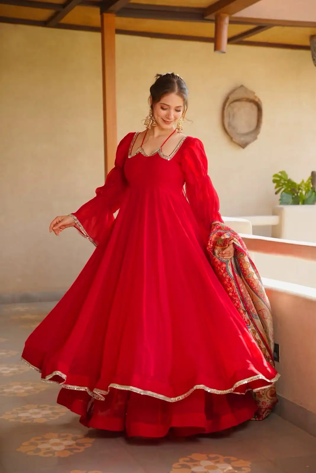 RTC 6045 Red | Red Tabby Silk Salwar Suit with Mirror Work & Digital Print. Available at ₹2049 only. Delivery 4-6 Working Days. Shop now. | Anarkali Suits, Bollywood Anarkali, Creative-Anarkali, Designer Anarkali, Embroidered Anarkali, Party Wear Anarkali, Salwar suit
