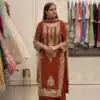 SR 1716 Rust Colour Faux Georgette Salwar Suit with Lace Work. Introductory Price ₹2449. Delivery 4-6 Working Days. Shop now. | Jump Suits, Salwar suit, Designer Suits, Casual Suits, Creative suits, Palazzo Suits, Party Wear Suits, Patiala Suits, Straight Suits