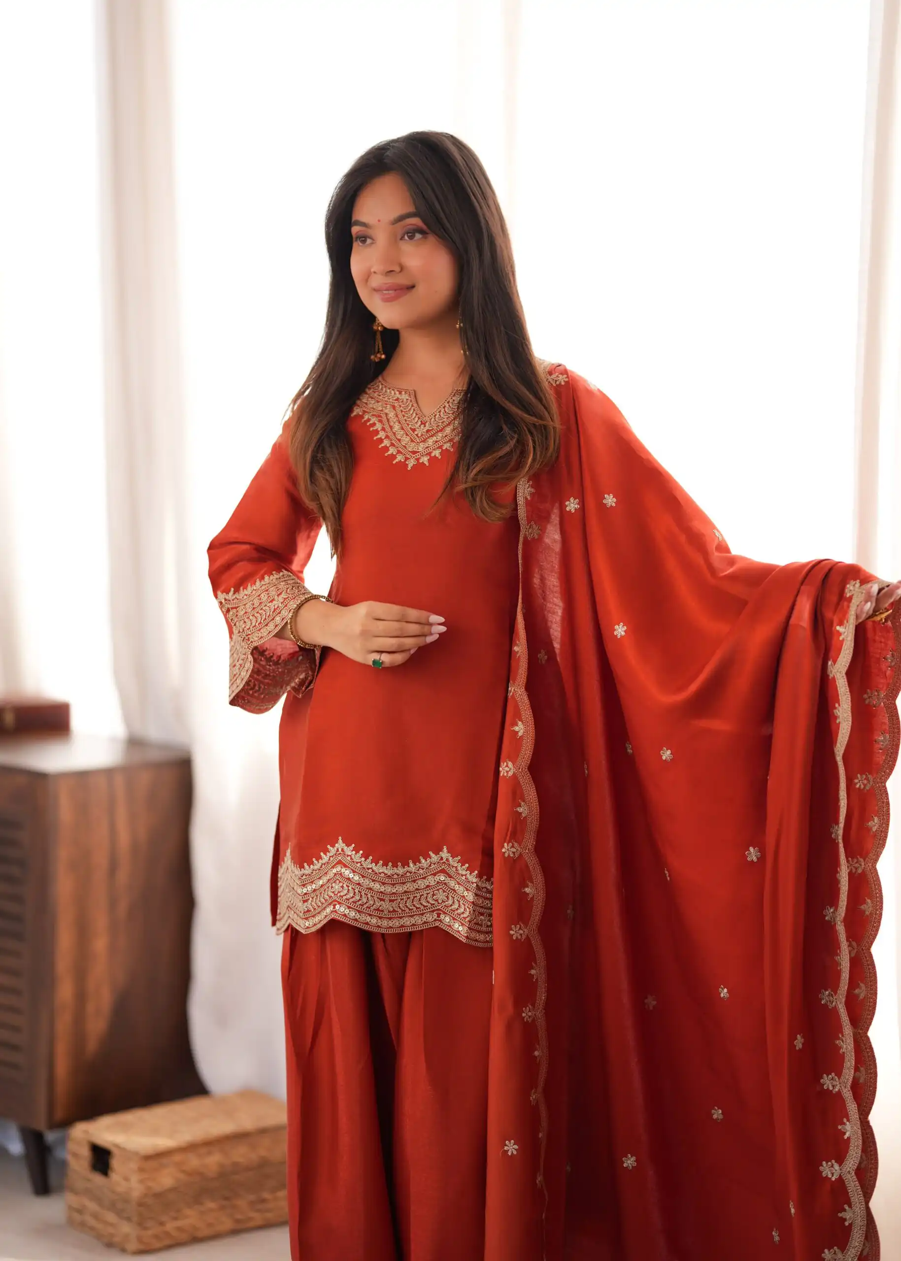 KB 307 Rust in Glass Roman Silk. Sequins Work & Embroidery Work Salwar Suit Festive Deal ₹1999. Delivery 4-6 Working Days. Shop now. | Jump Suits, Salwar suit, Designer Suits, Casual Suits, Creative suits, Palazzo Suits, Party Wear Suits, Patiala Suits, Straight Suits