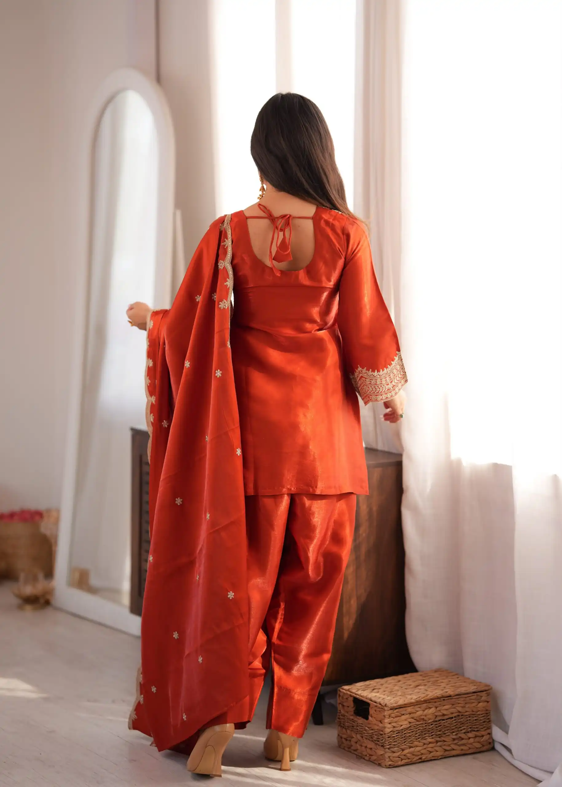 KB 307 Rust in Glass Roman Silk. Sequins Work & Embroidery Work Salwar Suit Festive Deal ₹1999. Delivery 4-6 Working Days. Shop now. | Jump Suits, Salwar suit, Designer Suits, Casual Suits, Creative suits, Palazzo Suits, Party Wear Suits, Patiala Suits, Straight Suits