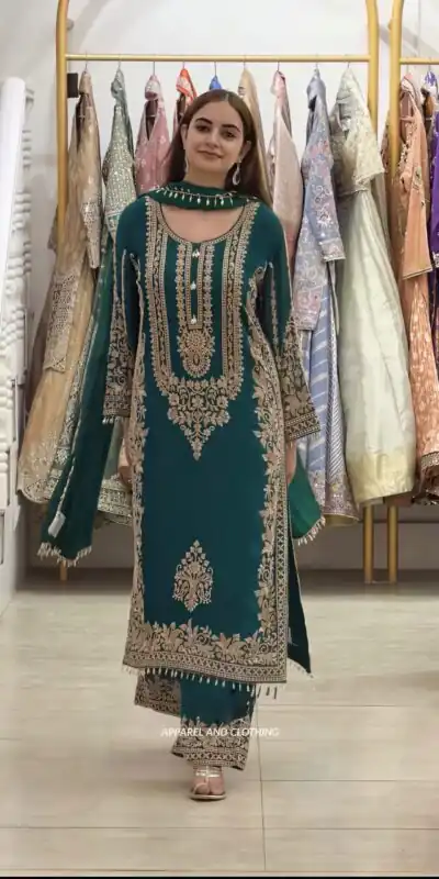 SR 1716 Teal Colour Faux Georgette Salwar Suit with Lace Work. Introductory Price ₹2449. Delivery 4-6 Working Days. Shop now. | Jump Suits, Salwar suit, Designer Suits, Casual Suits, Creative suits, Palazzo Suits, Party Wear Suits, Patiala Suits, Straight Suits