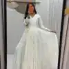 PC 590 White in Color Pure Cotton ace Work Gown . Wedding, Party, Festive, Events Get it for ₹2449. Delivery 4-6 Working Days. Best Online Shop now. | Gowns, Bollywood Gowns, Creative Gowns, Designer Gowns, Embroidered Gowns, Party Wear Gowns