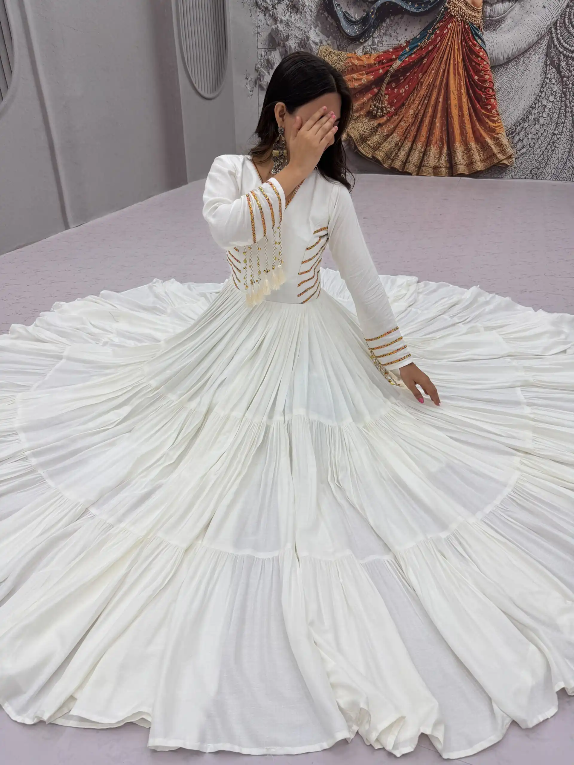 PC 590 White in Color Pure Cotton ace Work Gown . Wedding, Party, Festive, Events Get it for ₹2449. Delivery 4-6 Working Days. Best Online Shop now. | Gowns, Bollywood Gowns, Creative Gowns, Designer Gowns, Embroidered Gowns, Party Wear Gowns