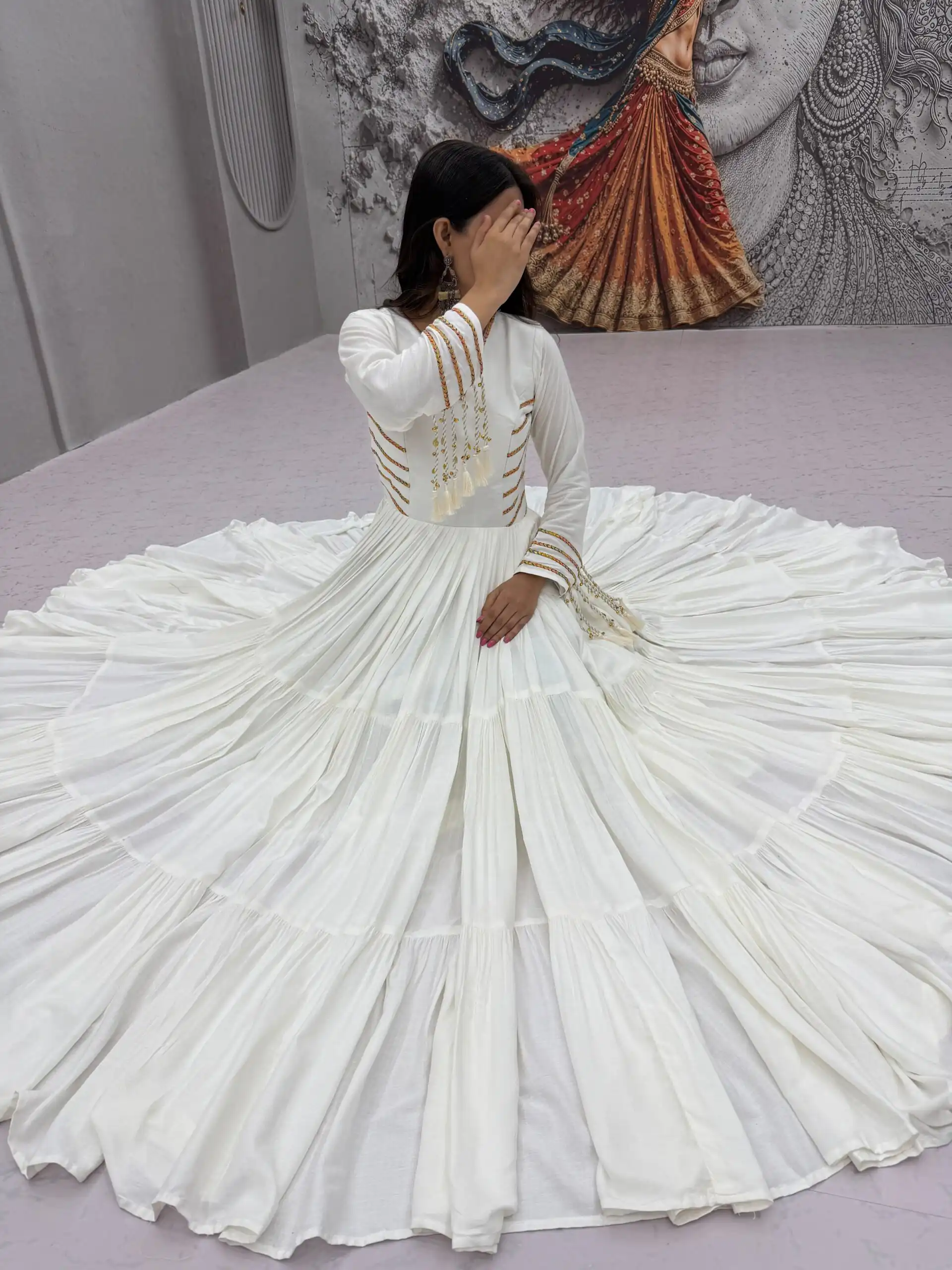 PC 590 White in Color Pure Cotton ace Work Gown . Wedding, Party, Festive, Events Get it for ₹2449. Delivery 4-6 Working Days. Best Online Shop now. | Gowns, Bollywood Gowns, Creative Gowns, Designer Gowns, Embroidered Gowns, Party Wear Gowns