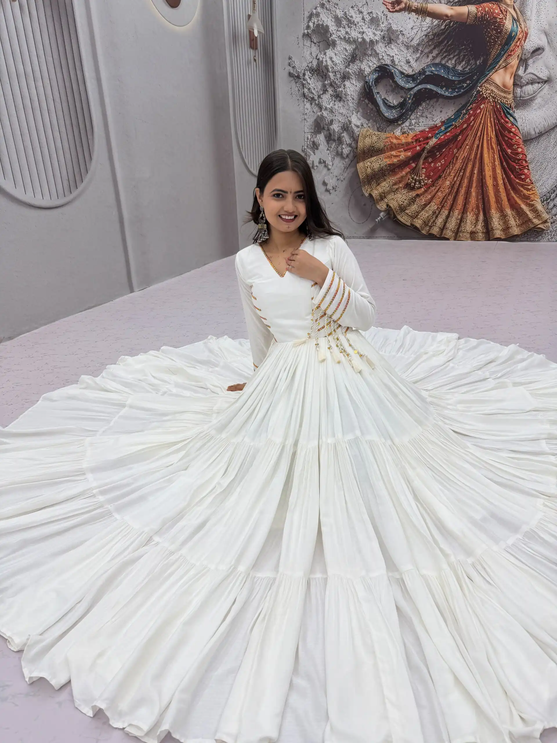 PC 590 White in Color Pure Cotton ace Work Gown . Wedding, Party, Festive, Events Get it for ₹2449. Delivery 4-6 Working Days. Best Online Shop now. | Gowns, Bollywood Gowns, Creative Gowns, Designer Gowns, Embroidered Gowns, Party Wear Gowns