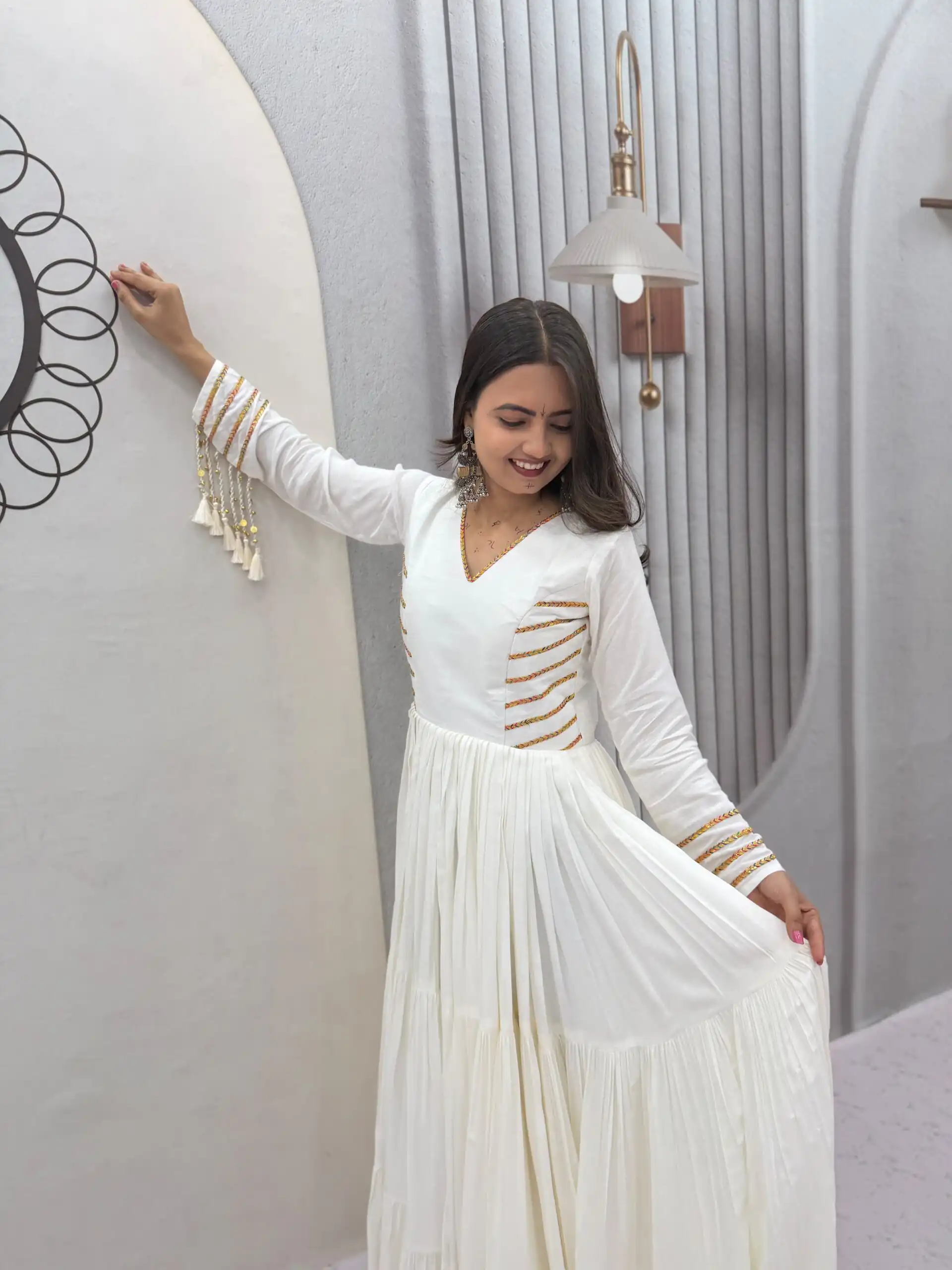 PC 590 White in Color Pure Cotton ace Work Gown . Wedding, Party, Festive, Events Get it for ₹2449. Delivery 4-6 Working Days. Best Online Shop now. | Gowns, Bollywood Gowns, Creative Gowns, Designer Gowns, Embroidered Gowns, Party Wear Gowns