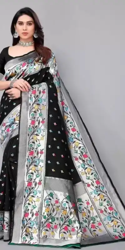 KPR 295 Black Soft Lichi Silk Cloth Saree Perfect for Wedding, Party, Family Gatherings, Sangeet, Ethnic Day – . Festive Deal ₹1449. Delivery 4-6 Workin | Sarees, Bollywood Sarees, Creative Sarees, Designer Sarees, Embroidered Sarees, Ethnic Saree, Modern Digital sarees, Party Wear Sarees