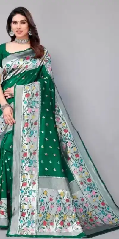 KPR 295 Green Soft Lichi Silk Cloth Saree Perfect for Wedding, Party, Family Gatherings, Sangeet, Ethnic Day – . Festive Deal ₹1449. Delivery 4-6 Workin | Sarees, Bollywood Sarees, Creative Sarees, Designer Sarees, Embroidered Sarees, Ethnic Saree, Modern Digital sarees, Party Wear Sarees