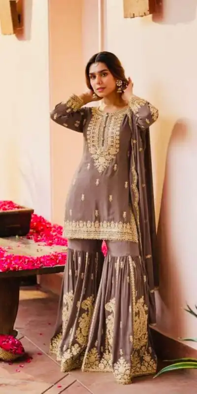 ZC 3 Idiots Brown Faux Georgette Salwar Suit with Lace Work & Embroidery Work. Introductory Price ₹2399. Delivery 4-6 Working Days. Shop now. | Jump Suits, Salwar suit, Designer Suits, Casual Suits, Creative suits, Palazzo Suits, Party Wear Suits, Patiala Suits, Straight Suits