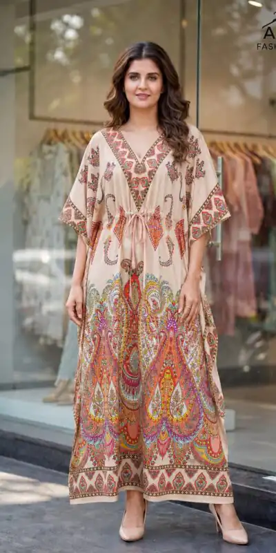 INLI Kaftan vol 7.0 Trendy Cream French Crape Prints Kaftan Kurti . Get it for ₹1399. Delivery 4-6 Working Days. Shop now. | Kurti, Bollywood Kurti, Creative Kurtis, Designer Kurti, Party Wear Kurti, Selfie Kurti
