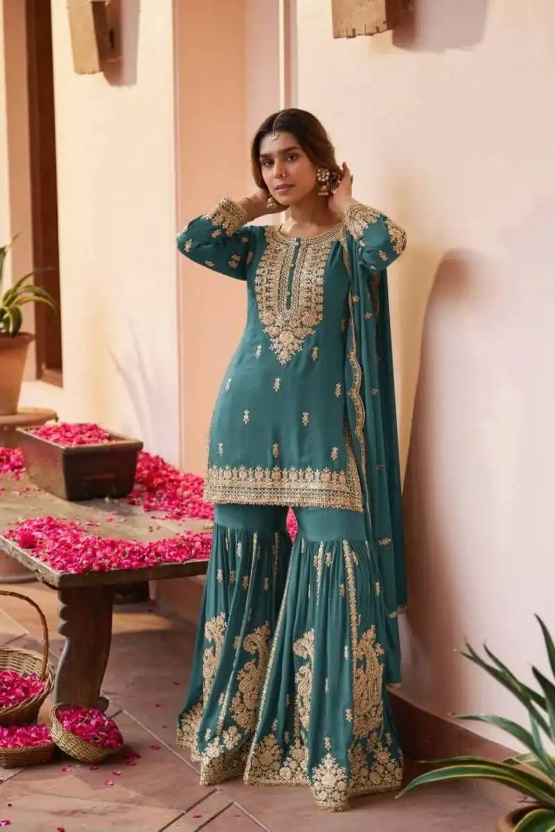 ZC 3 Idiots Teal Faux Georgette Salwar Suit with Lace Work & Embroidery Work. Introductory Price ₹2399. Delivery 4-6 Working Days. Shop now. | Jump Suits, Salwar suit, Designer Suits, Casual Suits, Creative suits, Palazzo Suits, Party Wear Suits, Patiala Suits, Straight Suits