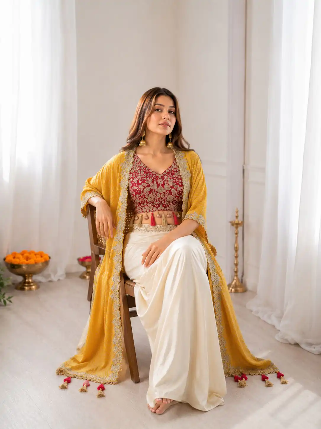 Perfect for Wedding, Party, Festival Celebrations, Holi, Pooja – BB 48 Yellow Yellow Crepe Silk Dhoti Suit. Introductory Price ₹2099. Delivery 4-6 Working | Jump Suits, Salwar suit, Designer Suits, Casual Suits, Creative suits, Palazzo Suits, Party Wear Suits, Patiala Suits, Straight Suits