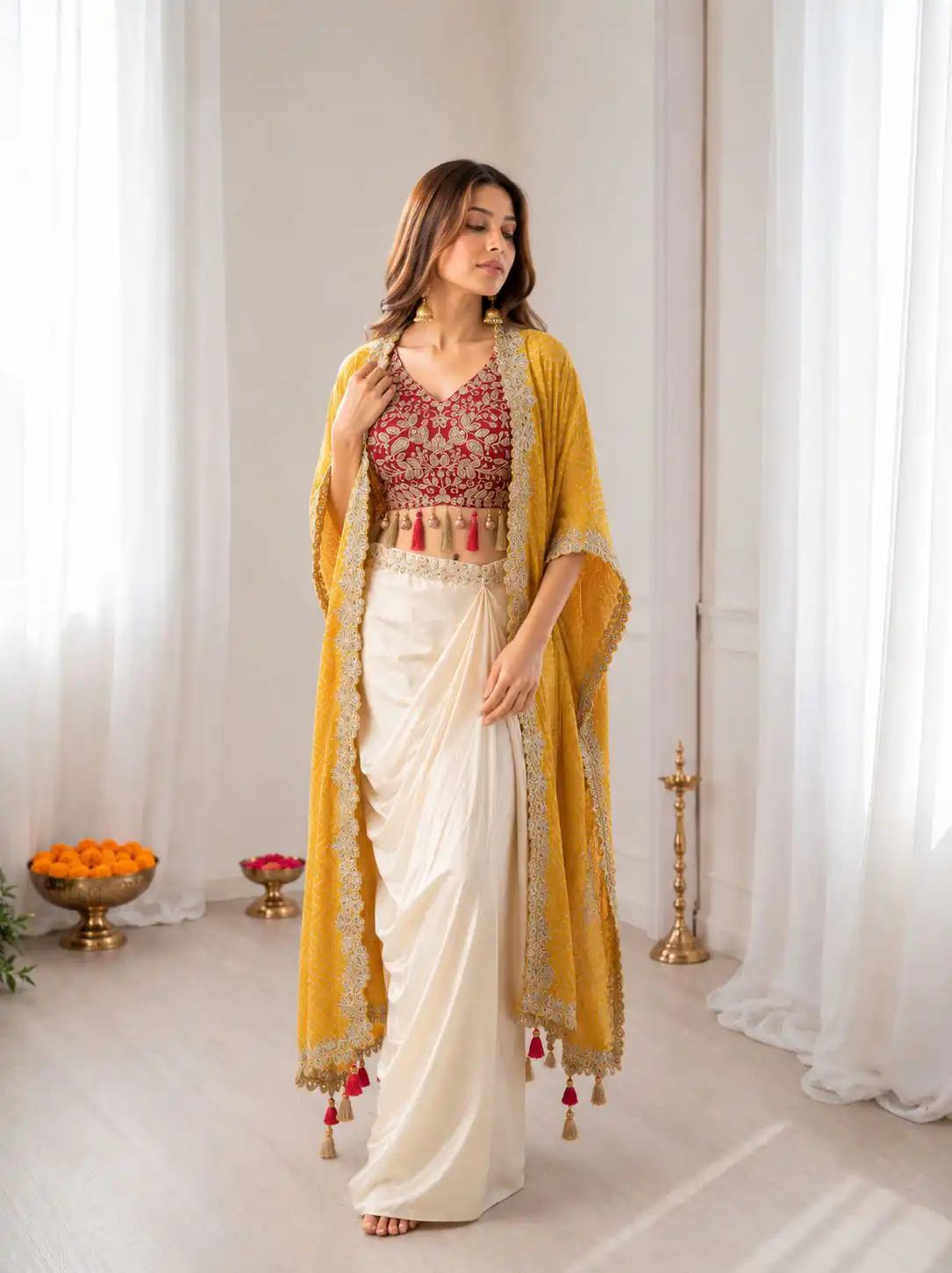 Perfect for Wedding, Party, Festival Celebrations, Holi, Pooja – BB 48 Yellow Yellow Crepe Silk Dhoti Suit. Introductory Price ₹2099. Delivery 4-6 Working | Jump Suits, Salwar suit, Designer Suits, Casual Suits, Creative suits, Palazzo Suits, Party Wear Suits, Patiala Suits, Straight Suits