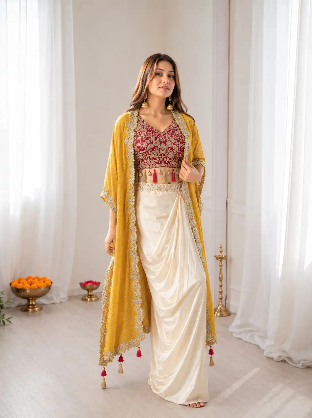 Perfect for Wedding, Party, Festival Celebrations, Holi, Pooja – BB 48 Yellow Yellow Crepe Silk Dhoti Suit. Introductory Price ₹2099. Delivery 4-6 Working | Jump Suits, Salwar suit, Designer Suits, Casual Suits, Creative suits, Palazzo Suits, Party Wear Suits, Patiala Suits, Straight Suits