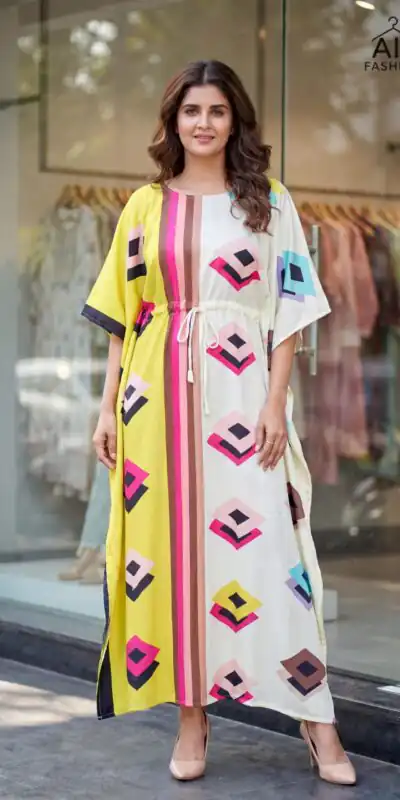 INLI Kaftan vol 7.0 Trendy Yellow French Crape Prints Kaftan Kurti . Get it for ₹1399. Delivery 4-6 Working Days. Shop now. | Kurti, Bollywood Kurti, Creative Kurtis, Designer Kurti, Party Wear Kurti, Selfie Kurti