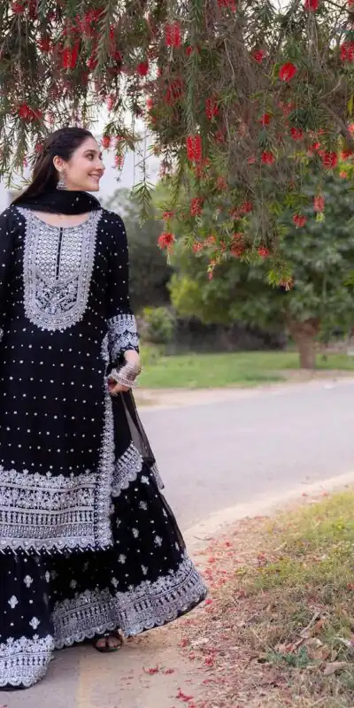 ZB 5064 Black Faux Georgette Salwar Suit with Embroidery Work. Available at ₹2049 only. Delivery 4-6 Working Days. Shop now. | Jump Suits, Salwar suit, Designer Suits, Casual Suits, Creative suits, Palazzo Suits, Party Wear Suits, Patiala Suits, Straight Suits