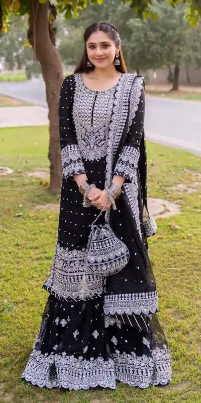 ZB 5064 Black Faux Georgette Salwar Suit with Embroidery Work. Available at ₹2049 only. Delivery 4-6 Working Days. Shop now. | Jump Suits, Salwar suit, Designer Suits, Casual Suits, Creative suits, Palazzo Suits, Party Wear Suits, Patiala Suits, Straight Suits