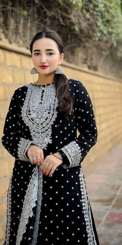 ZB 5064 Black Faux Georgette Salwar Suit with Embroidery Work. Available at ₹2049 only. Delivery 4-6 Working Days. Shop now. | Jump Suits, Salwar suit, Designer Suits, Casual Suits, Creative suits, Palazzo Suits, Party Wear Suits, Patiala Suits, Straight Suits