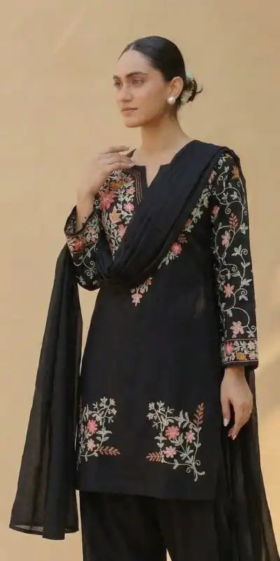 ND 5058 Black | Black Roman Silk Salwar Suit with Embroidery Work. Grab it for ₹2099. Delivery 4-6 Working Days. Shop now. | Jump Suits, Salwar suit, Designer Suits, Casual Suits, Creative suits, Palazzo Suits, Party Wear Suits, Patiala Suits, Straight Suits
