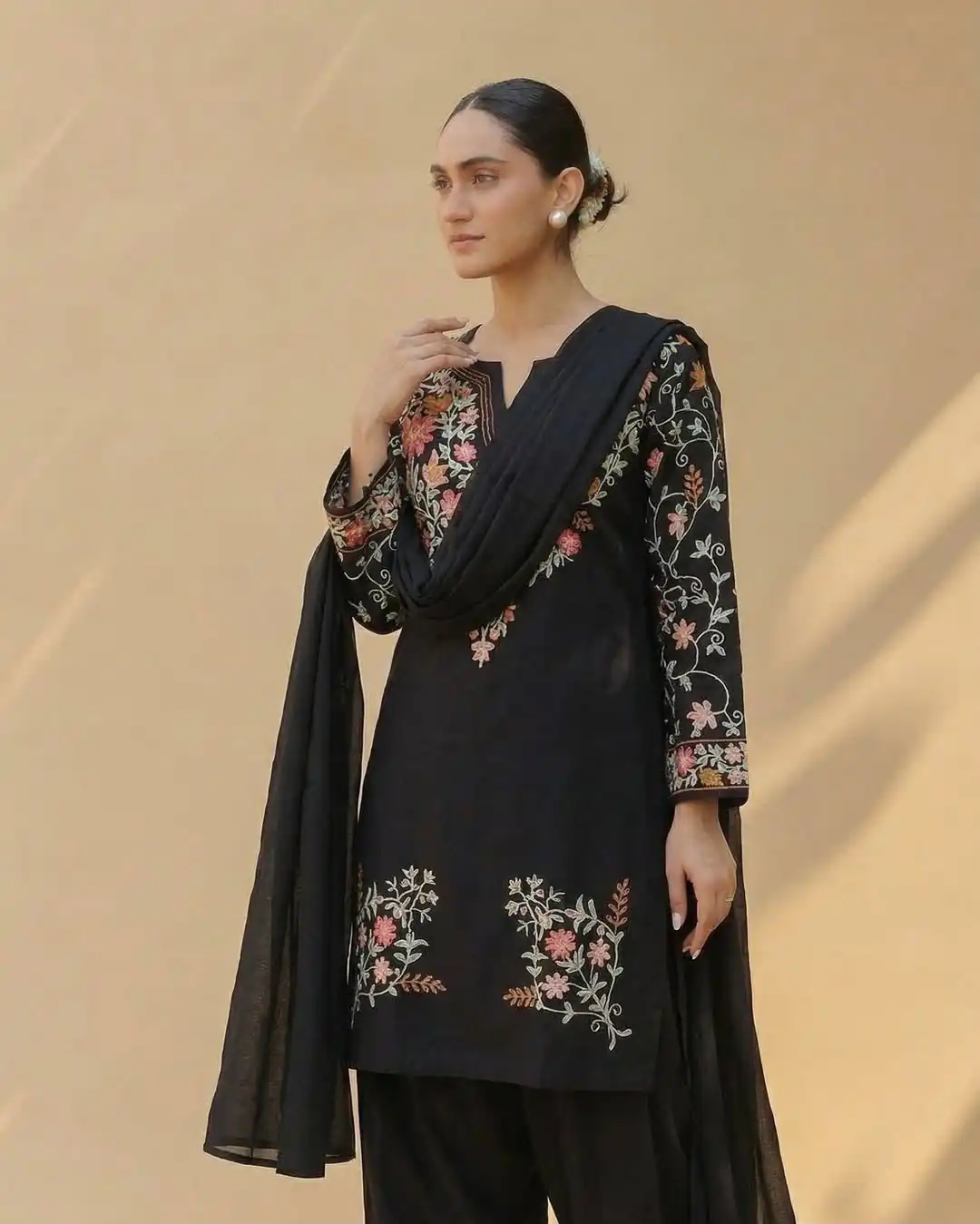 ND 5058 Black | Black Roman Silk Salwar Suit with Embroidery Work. Grab it for ₹2099. Delivery 4-6 Working Days. Shop now. | Jump Suits, Salwar suit, Designer Suits, Casual Suits, Creative suits, Palazzo Suits, Party Wear Suits, Patiala Suits, Straight Suits