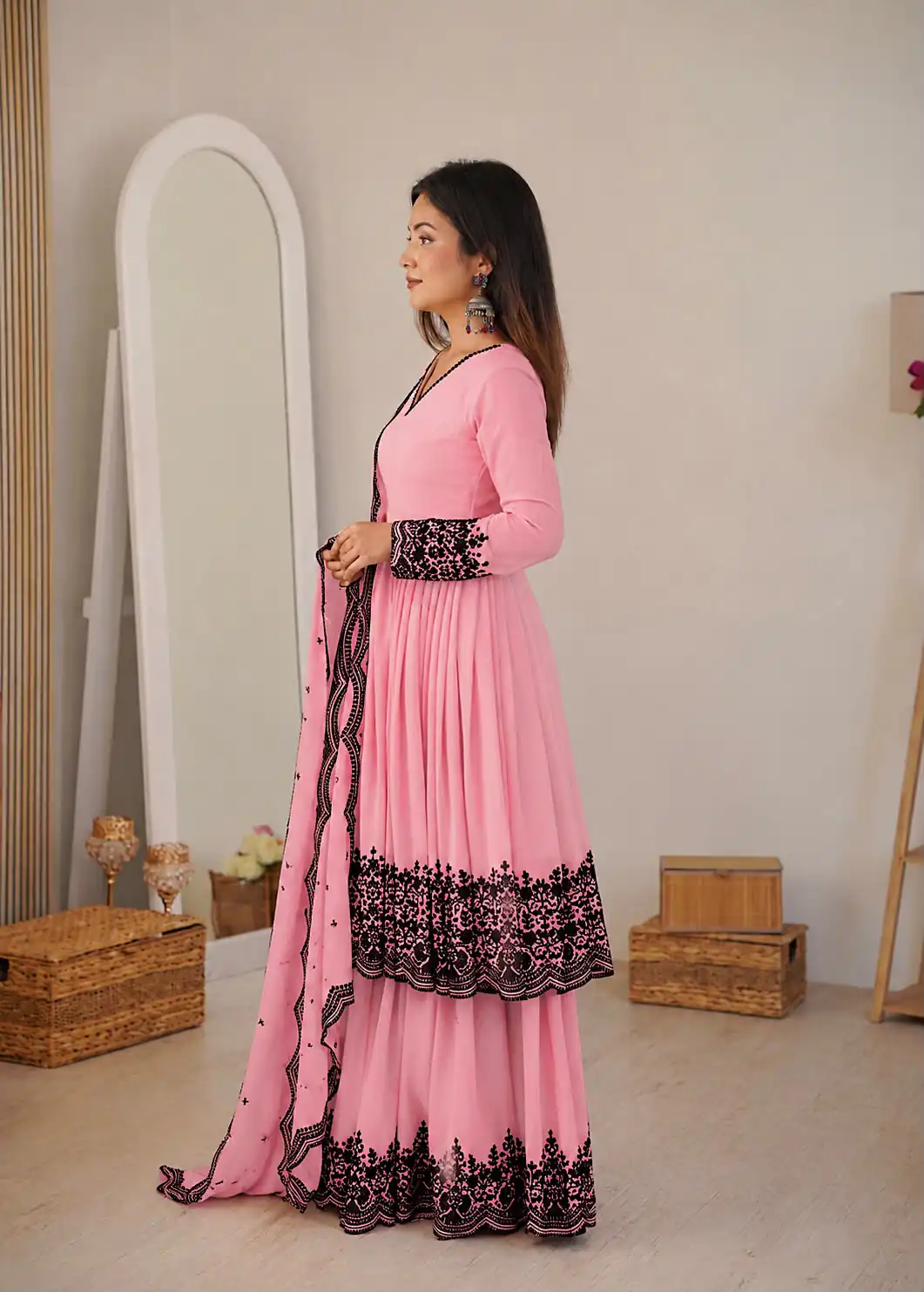 SP 71 Dusty Pink Faux Georgette Salwar Suit with Embroidery Work. Available at ₹2499 only. Delivery 4-6 Working Days. Shop now. | Jump Suits, Salwar suit, Designer Suits, Casual Suits, Creative suits, Palazzo Suits, Party Wear Suits, Patiala Suits, Straight Suits