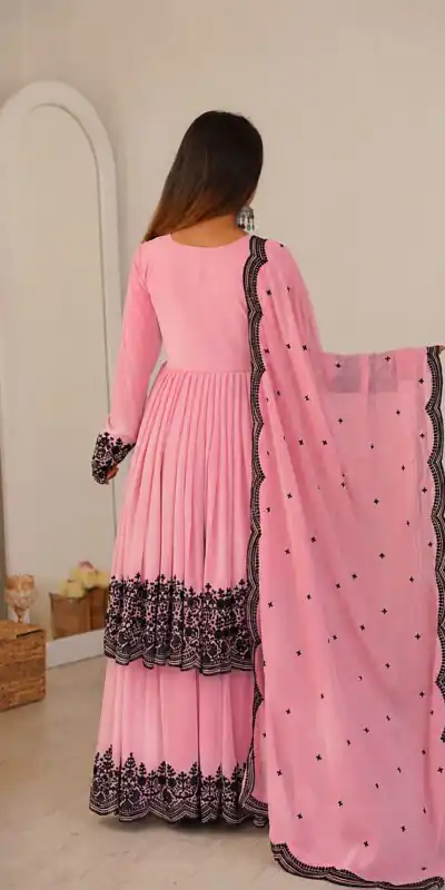 SP 71 Dusty Pink Faux Georgette Salwar Suit with Embroidery Work. Available at ₹2499 only. Delivery 4-6 Working Days. Shop now. | Jump Suits, Salwar suit, Designer Suits, Casual Suits, Creative suits, Palazzo Suits, Party Wear Suits, Patiala Suits, Straight Suits