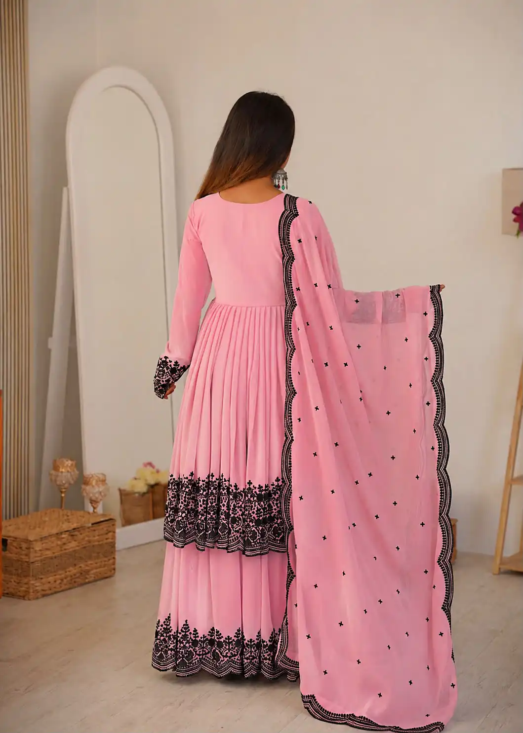 SP 71 Dusty Pink Faux Georgette Salwar Suit with Embroidery Work. Available at ₹2499 only. Delivery 4-6 Working Days. Shop now. | Jump Suits, Salwar suit, Designer Suits, Casual Suits, Creative suits, Palazzo Suits, Party Wear Suits, Patiala Suits, Straight Suits