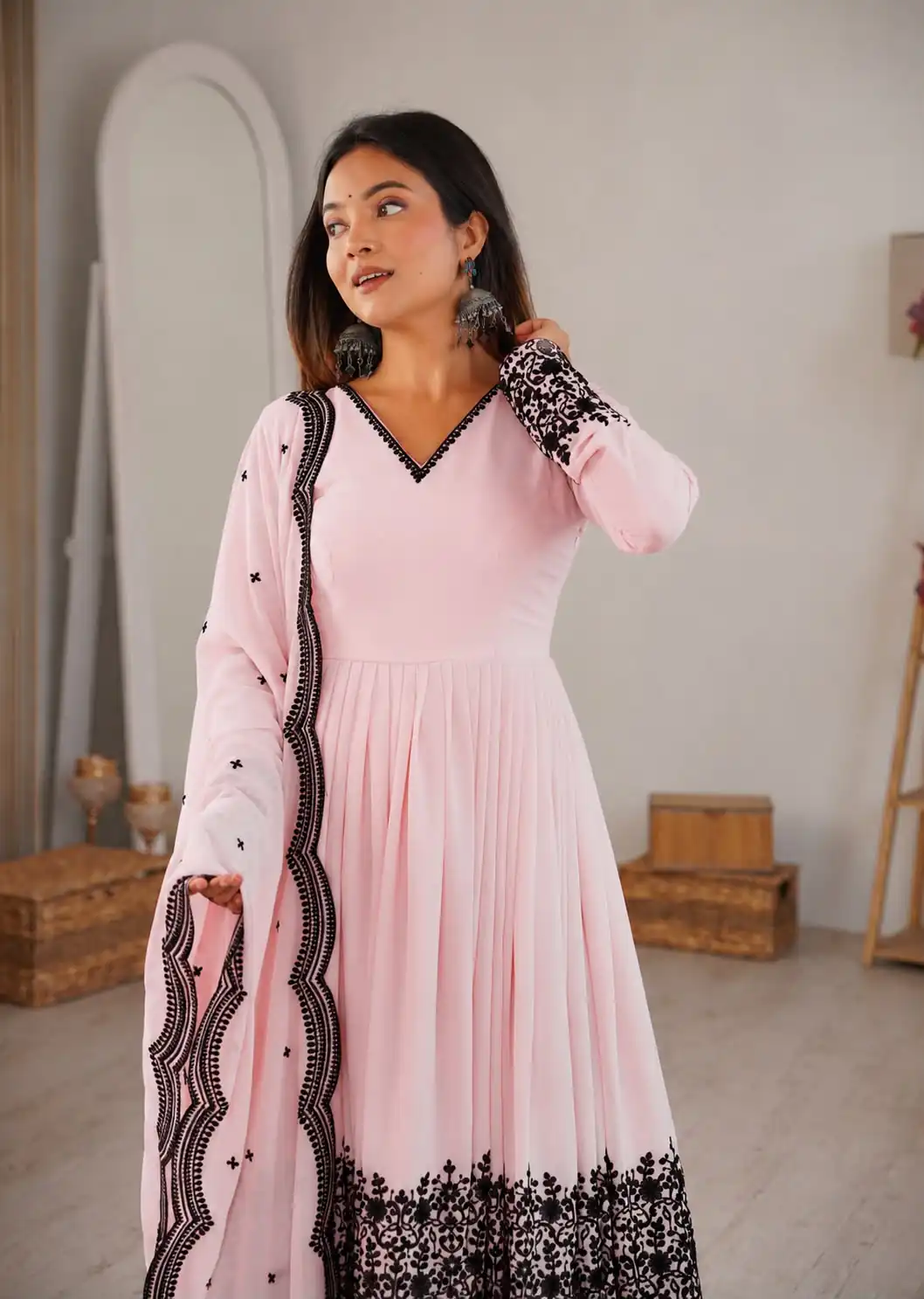 SP 71 Pink Faux Georgette Salwar Suit with Embroidery Work. Available at ₹2499 only. Delivery 4-6 Working Days. Shop now. | Jump Suits, Salwar suit, Designer Suits, Casual Suits, Creative suits, Palazzo Suits, Party Wear Suits, Patiala Suits, Straight Suits