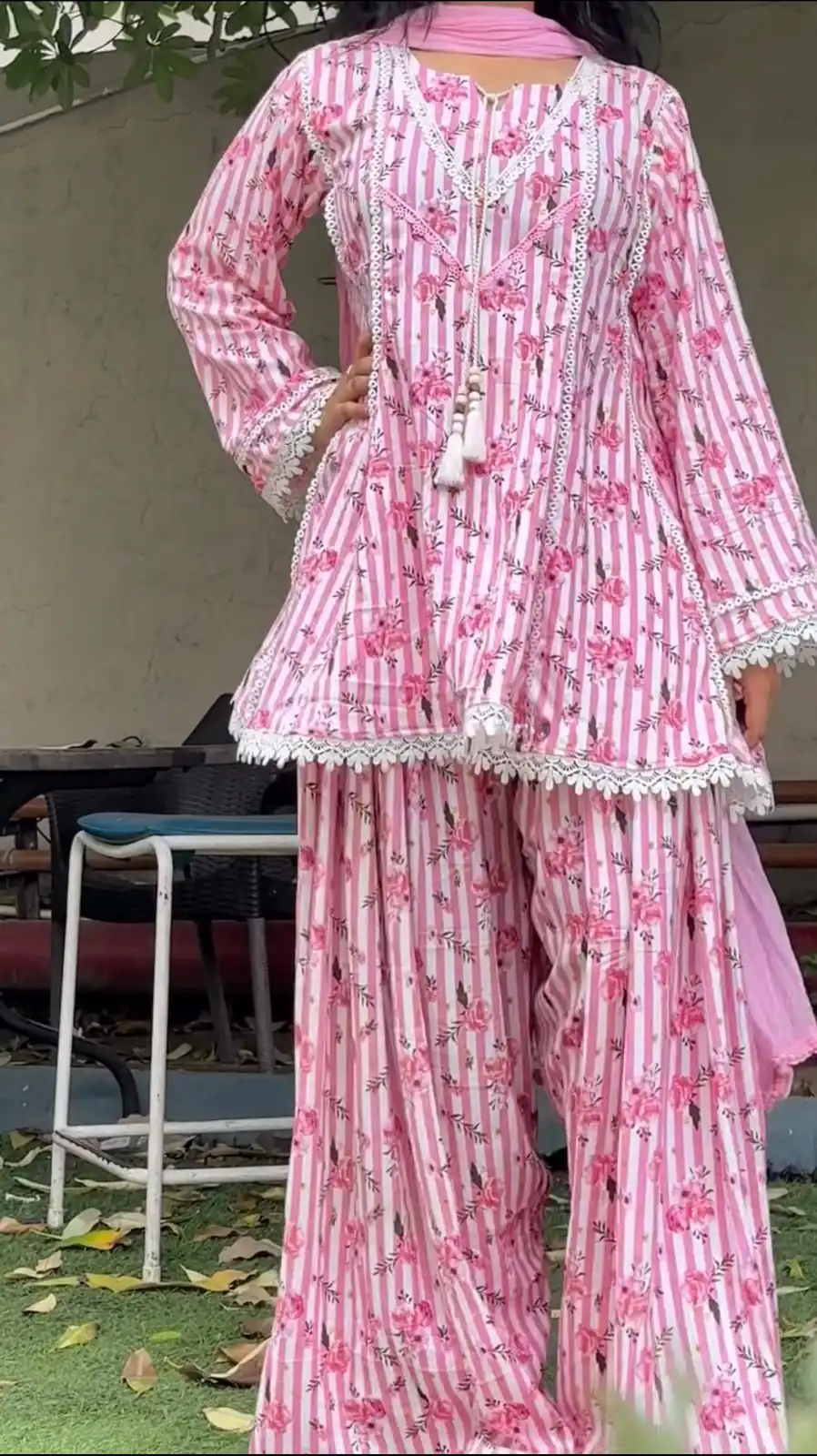 Classic Pink Natural Crap Printed Work Salwar Suit - Image 5