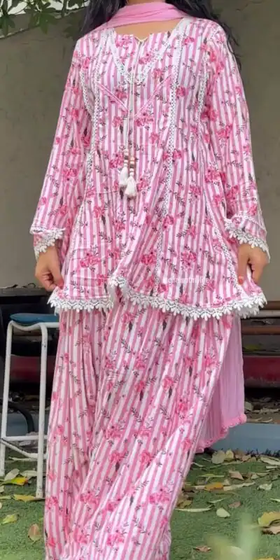 Classic Pink Natural Crap Printed Work Salwar Suit